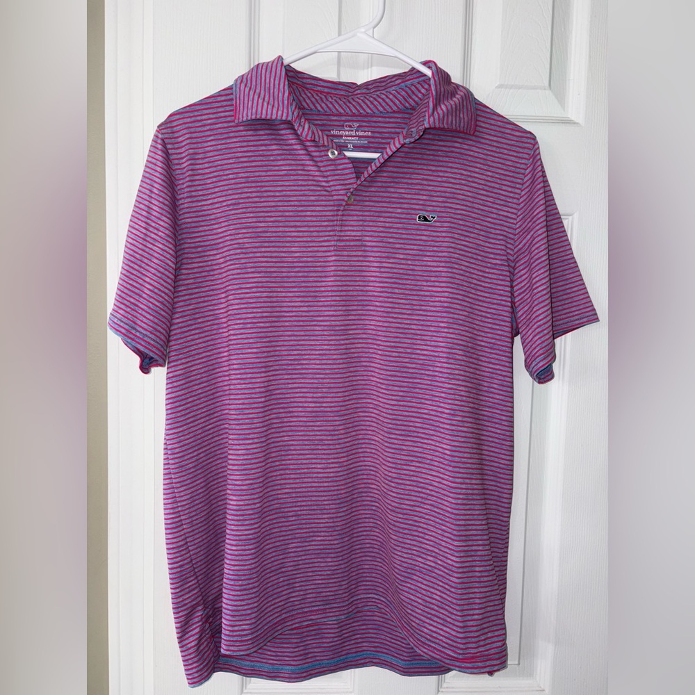 Vineyard Vines Kid’s Pink and Blue Striped Polo